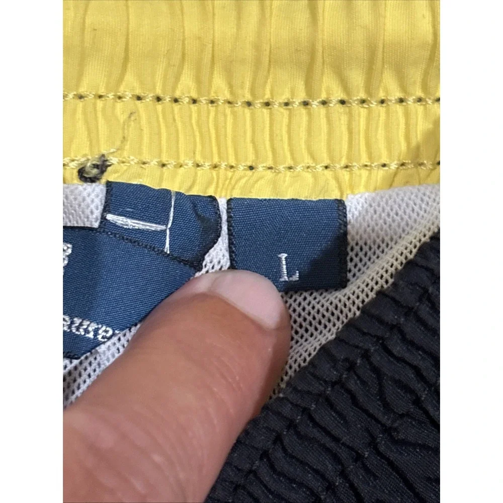 Vintage Polo Ralph Lauren Swim Trunks Men L Large Black Yellow Pony Taiwan